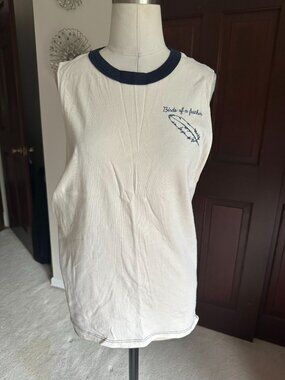 PST Project Social T sleeveless tank t white with birds of a feather design Smal